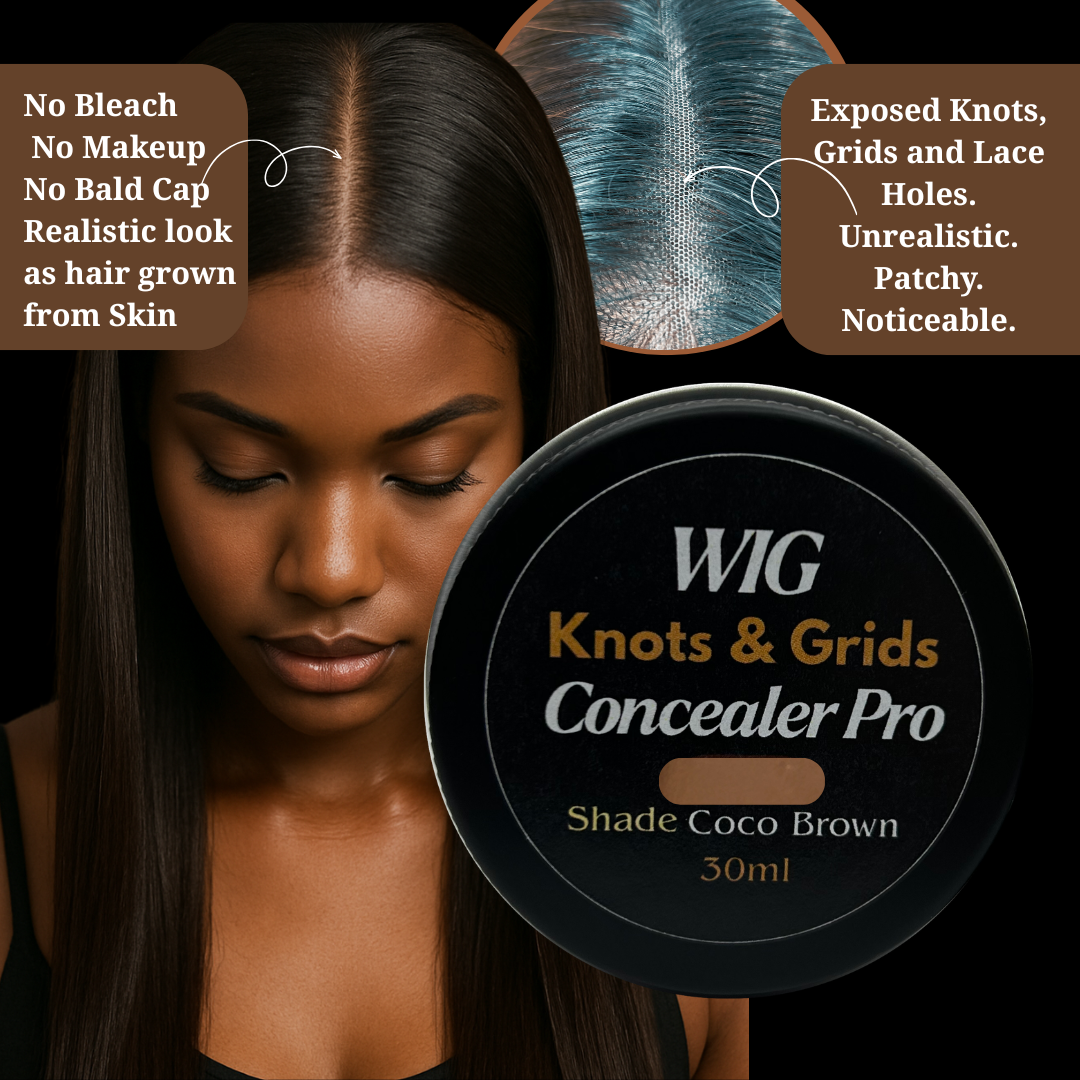 Coco Brown lace wig knot concealer creating a natural scalp finish on HD lace wig