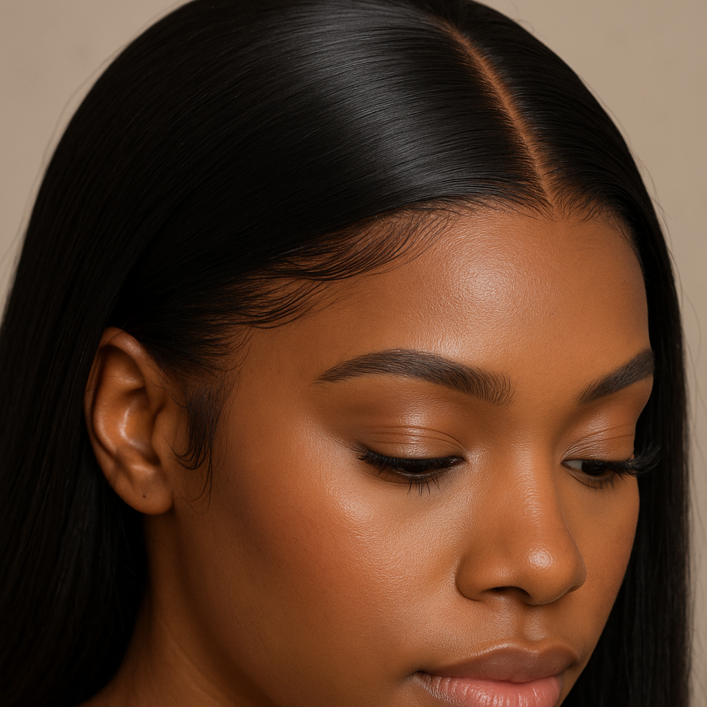 Beginner applying concealer to lace wig part